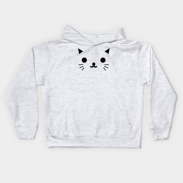 Kawaii Cute Minimalist Kitty Face Kids Hoodie by banditotees